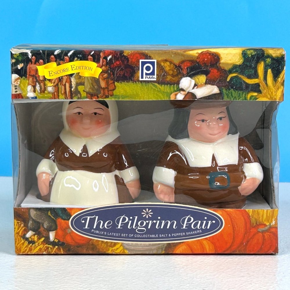 Publix The Pilgrim Pair ENCORE EDITION Thanksgiving Salt‎ & Pepper Shakers Set